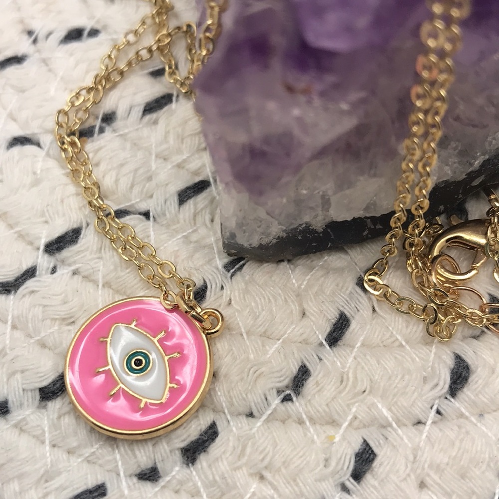 Pink evil eye 🧿 necklace - Picture 3 of 4